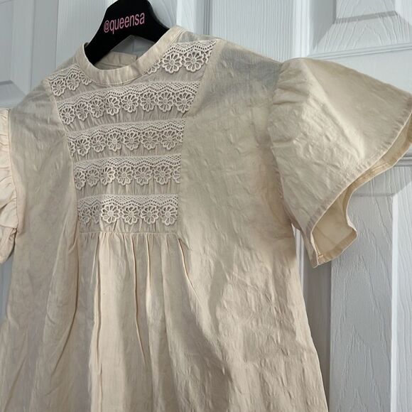 Zara Girl embroidery front ruffle sleeve cotton dress - Picture 4 of 10